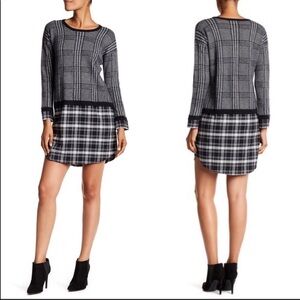 SOFT JOIE Black & White Mixed Media Dinay Sweater Dress Size Medium